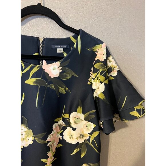 Tommy Hilfiger Dress 14 Black Pink Floral Short Sleeve Stretch Career Church - Picture 6 of 9
